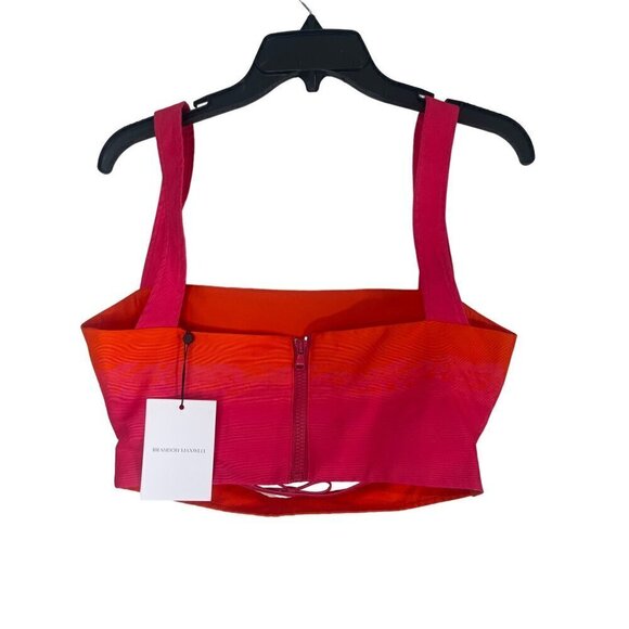 BRANDON MAXWELL Cut Out Crop Top in Orange Pop Pink Lemonade 4 New Womens Tank - Picture 7 of 16